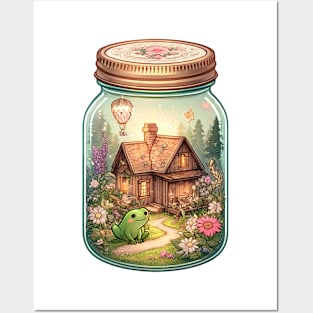 Enchanting Cottagecore Mason Jar with Frog Posters and Art